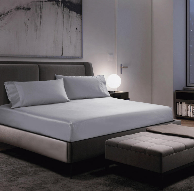 Grey Bamboo Sheet Set in a Modern bedroom