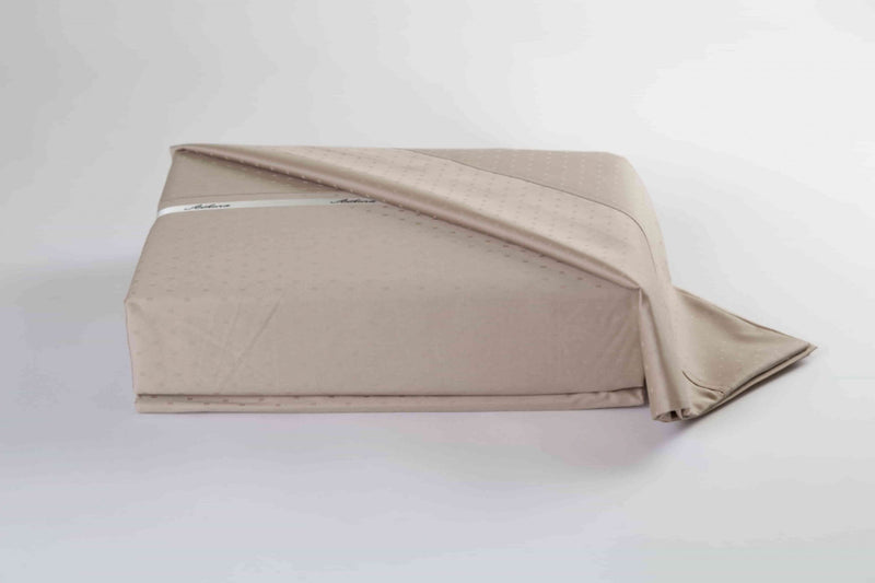Swiss Dot Sheet Set with long staple cotton in taupe 