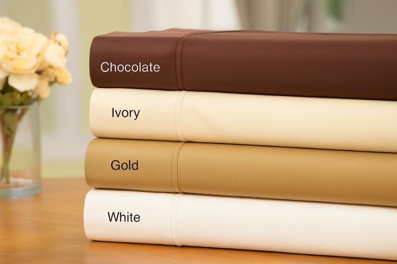 A Stack of 600 Thread Count Duvet Covers in Various Colours from Hometrend, a canadian bedding store