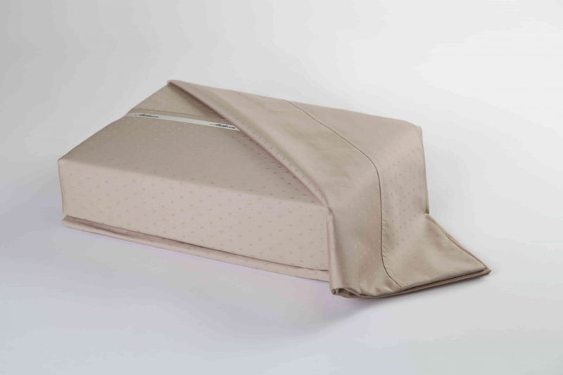 Swiss Dot Sheet Set with long staple cotton in taupe alternate angle