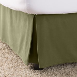 An Athena Cotton Bed Skirt (Or Dust Ruffle) in Avocado Green Color from Hometrend, a Canadian bed linen store.