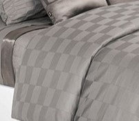 checker grey patterned cut Duvet Cover long staple cotton