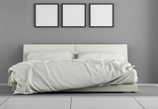A Super King Duvet Cover Set on a bed in a modern bedroom